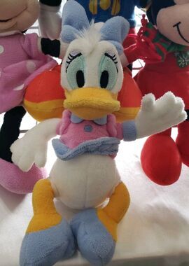 Christmas Outfitted Mini And Mickey Mouse  Disney's Daisy Duck Pink Dress Plush.